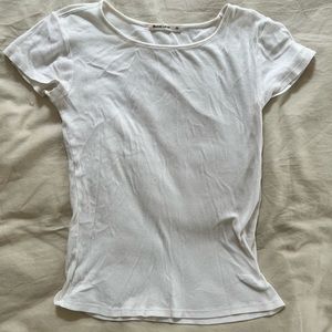 Marine Layer White Ribbed Cotton Scoopneck tshirt
